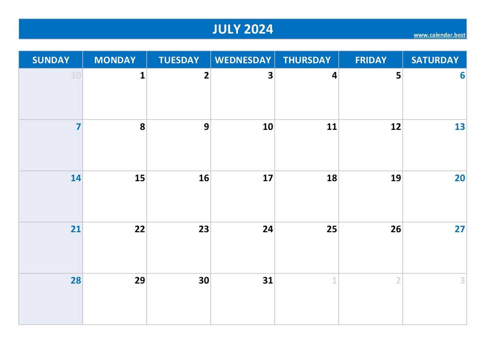 july august calendar template