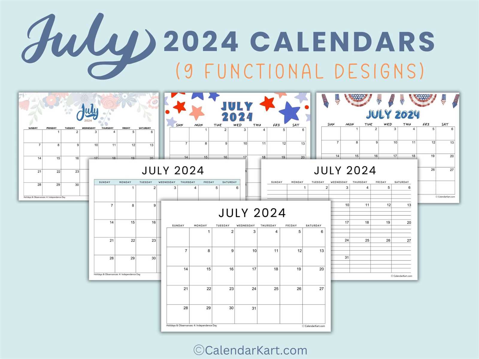 july calendar template printable