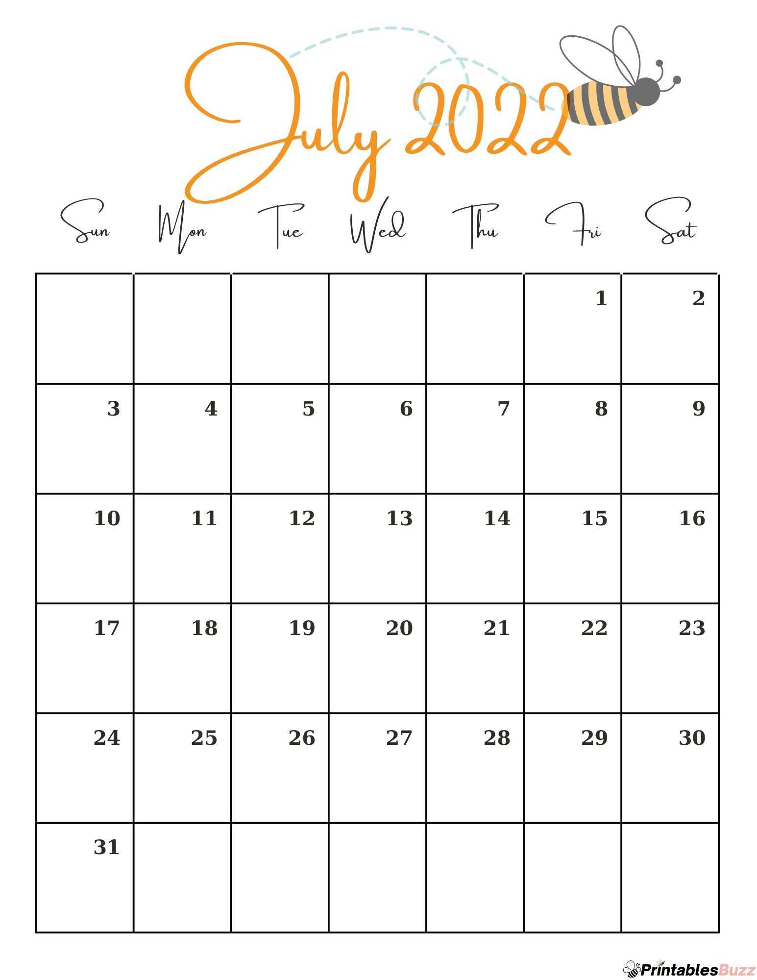 july calendar template