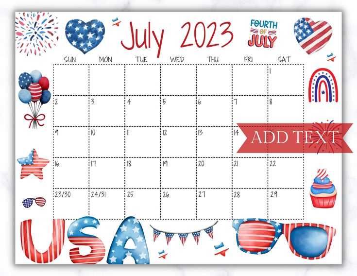 july monthly calendar template 2025