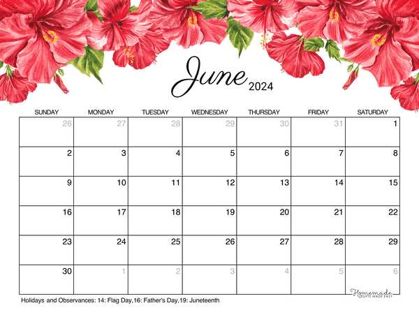 june blank calendar template