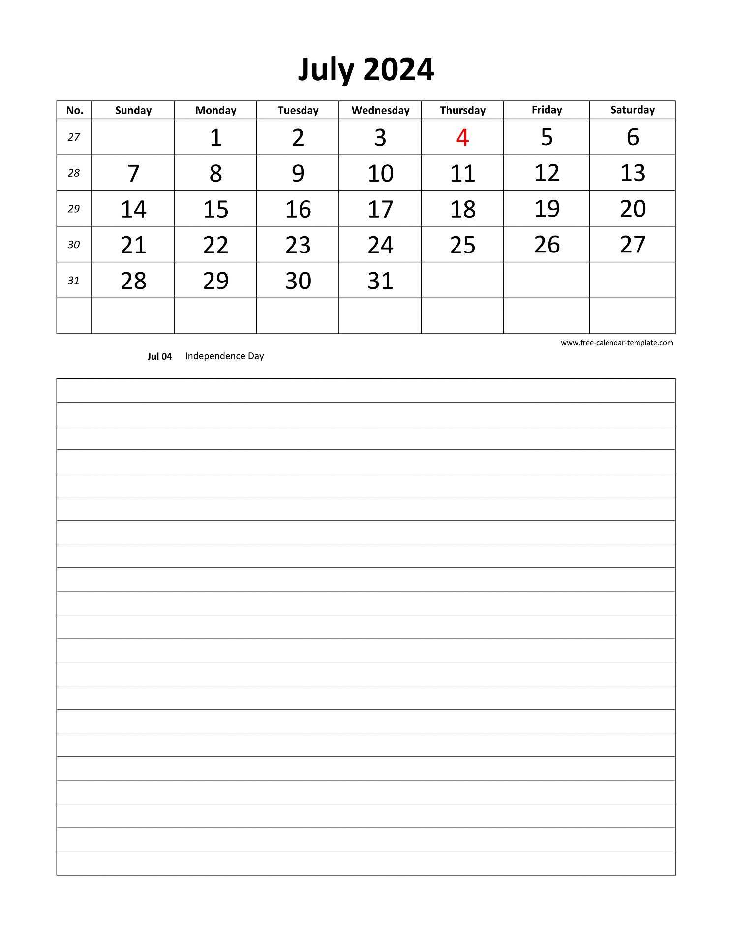 june july calendar template