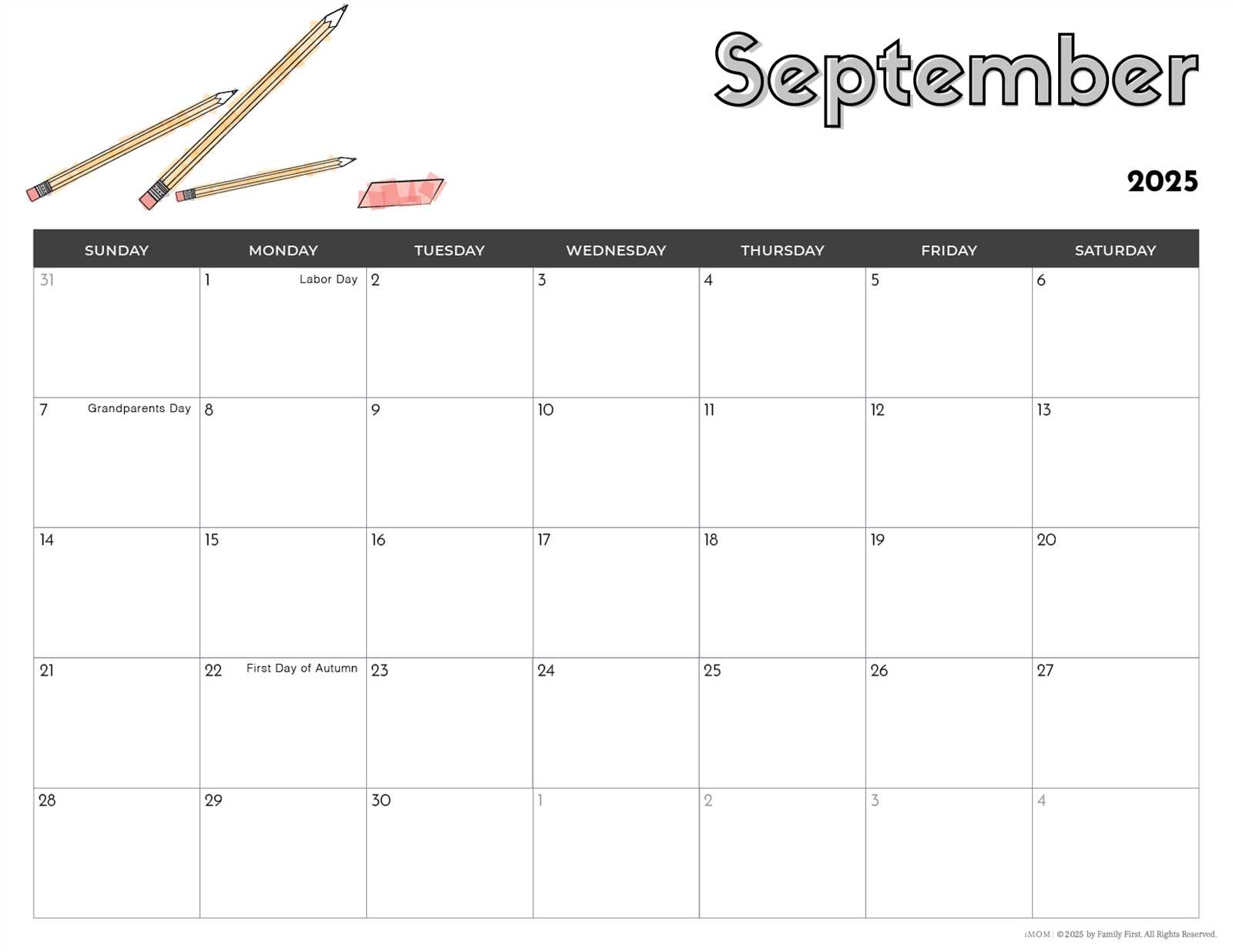 kids calendar template