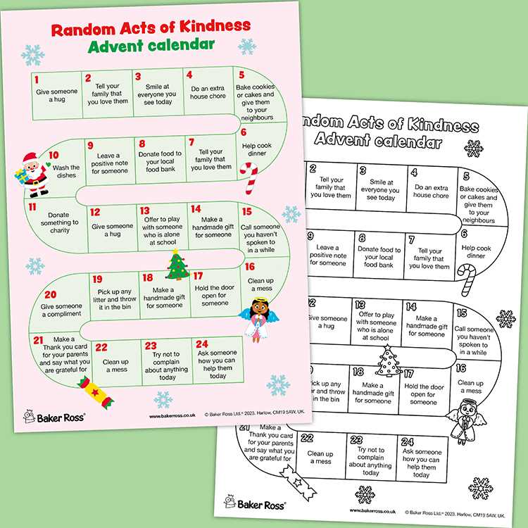 kindness advent calendar template