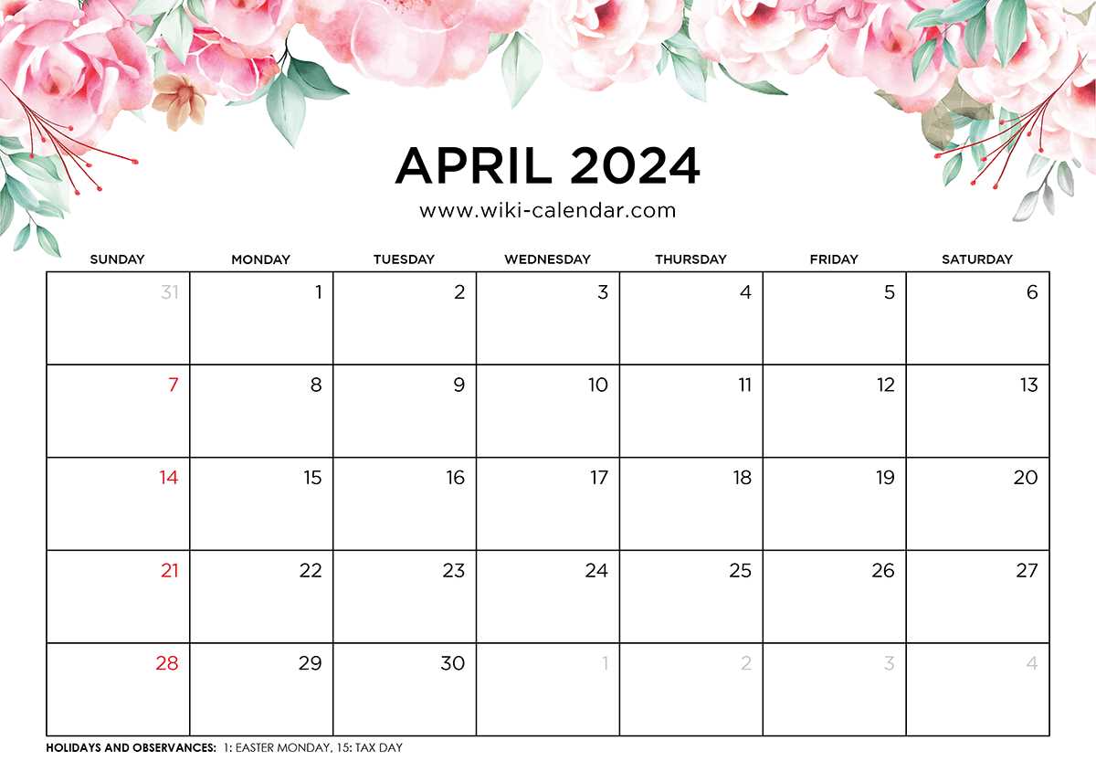 large box monthly calendar template