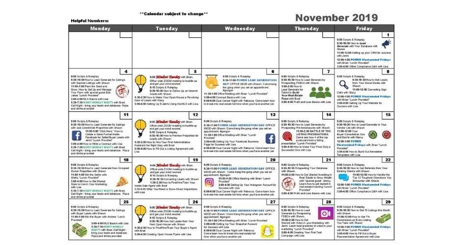 learning calendar template