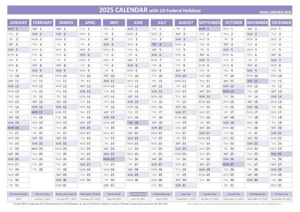 leave calendar template 2025