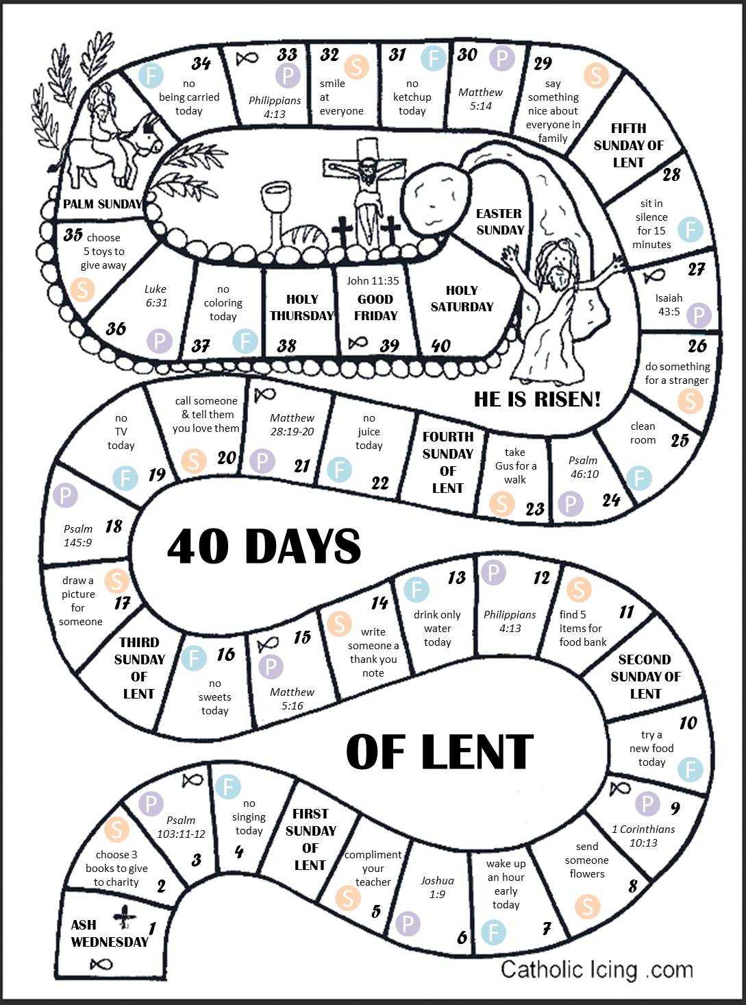 lenten calendar template