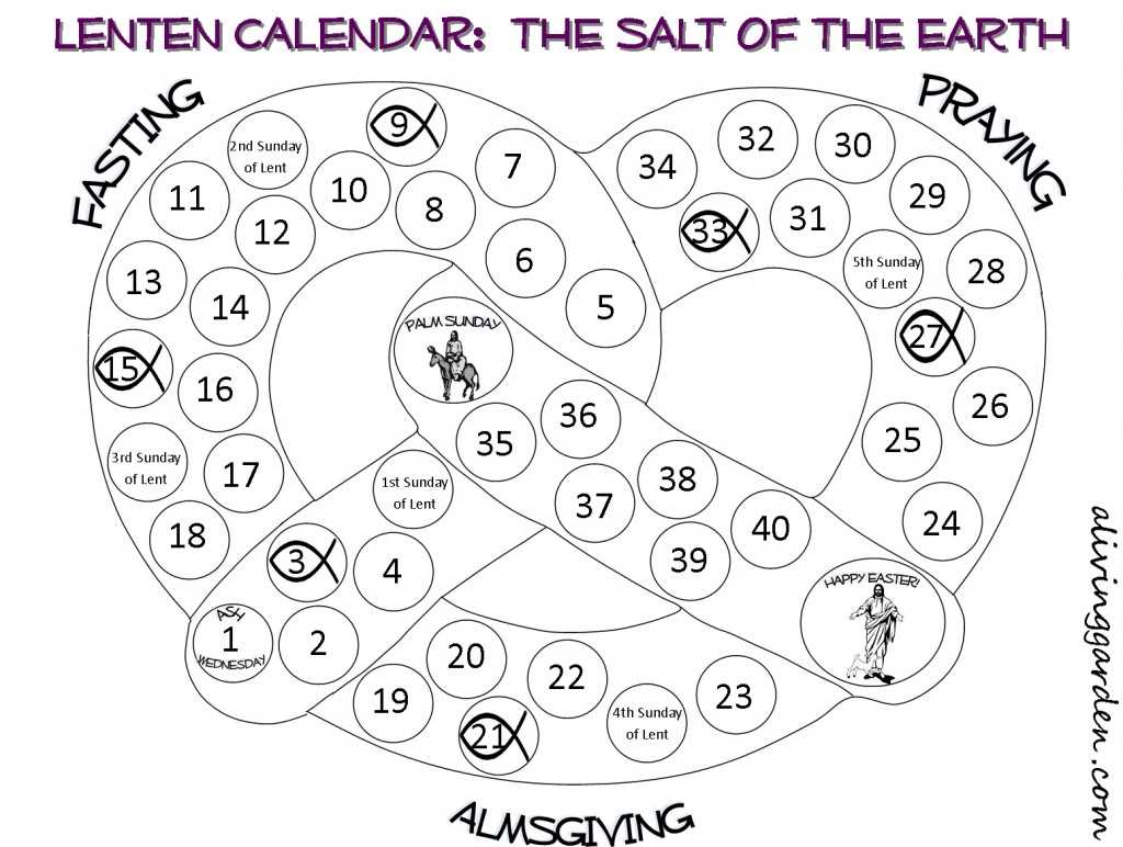 lenten calendar template