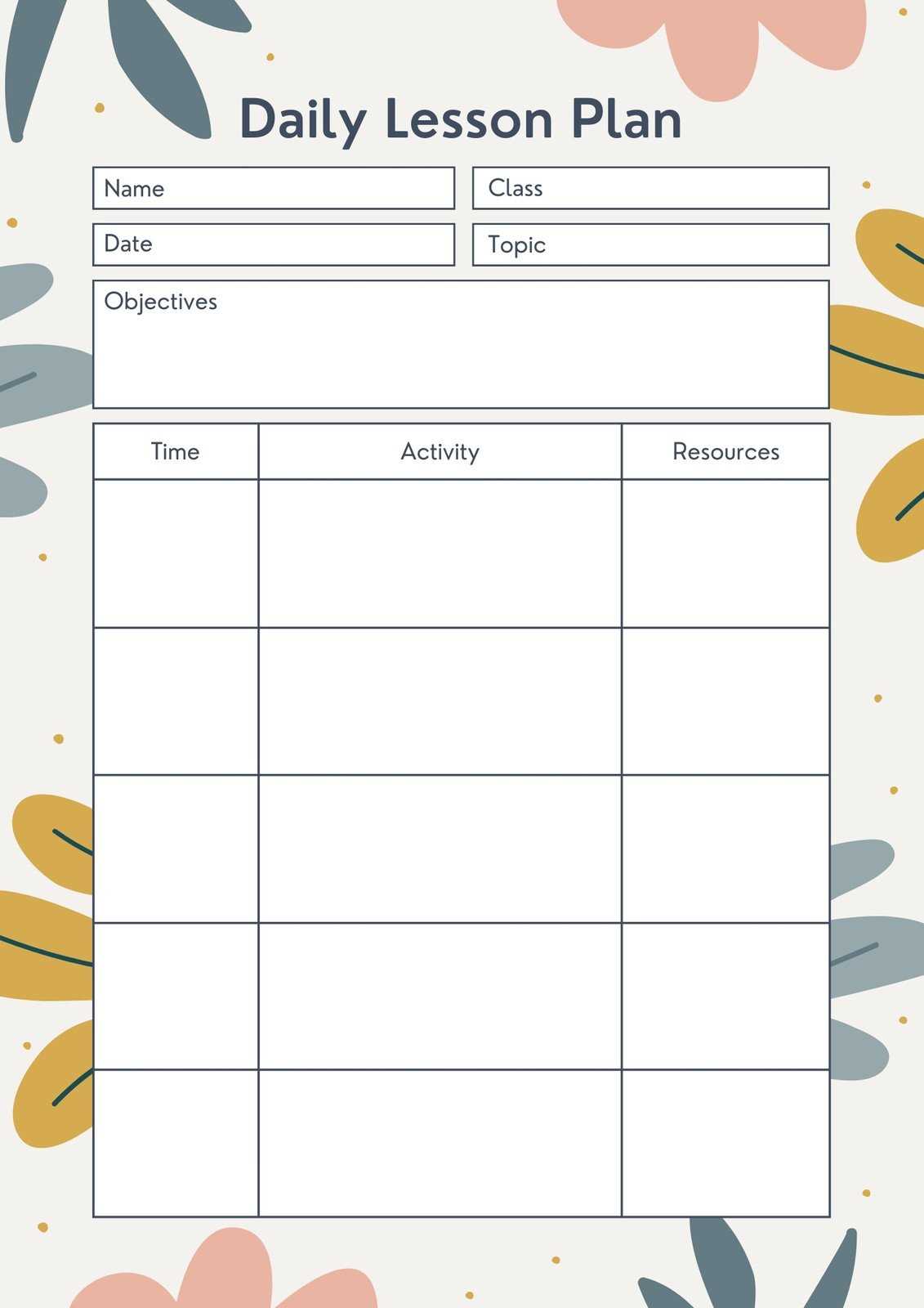 lesson calendar template