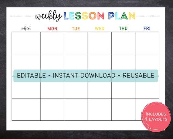 lesson planning calendar template