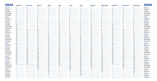 linear calendar template