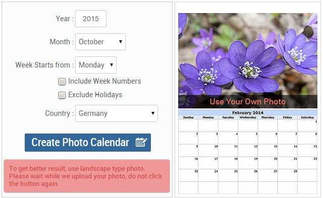 make your own calendar free template