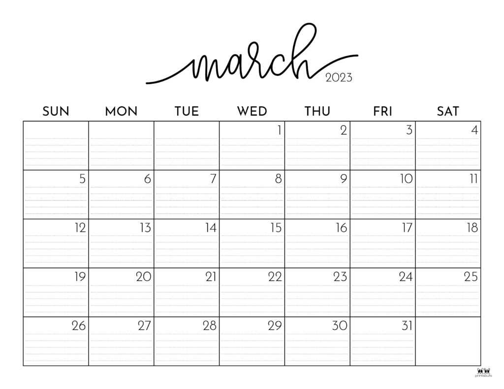 march 23 calendar template