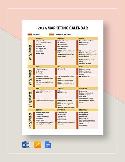 marketing calendar template free