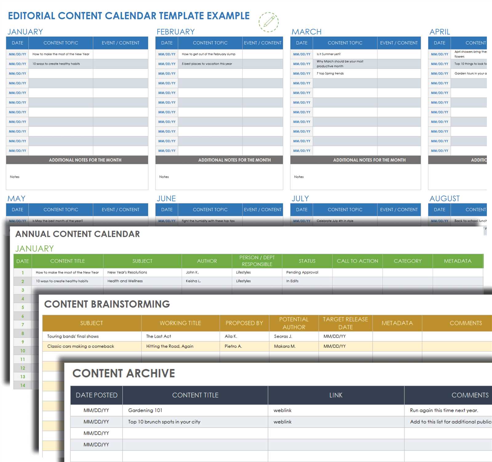 marketing communications calendar template