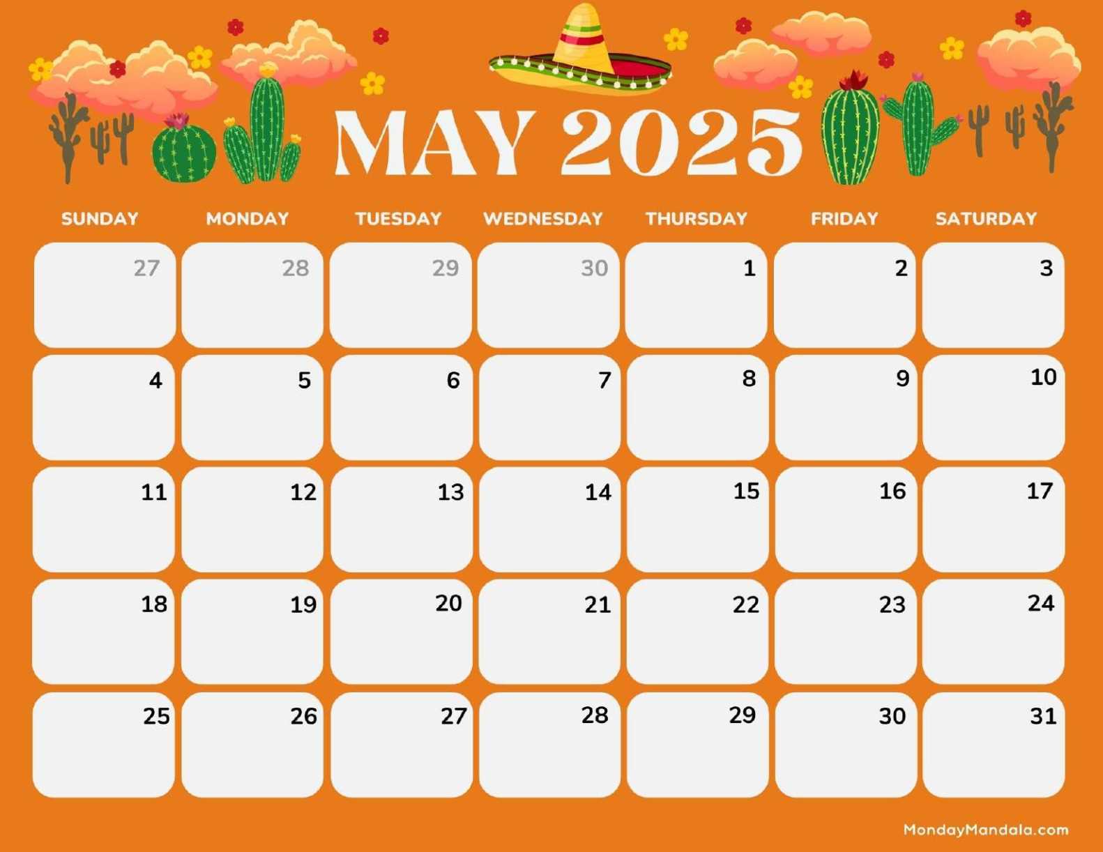 may 2025 blank calendar template