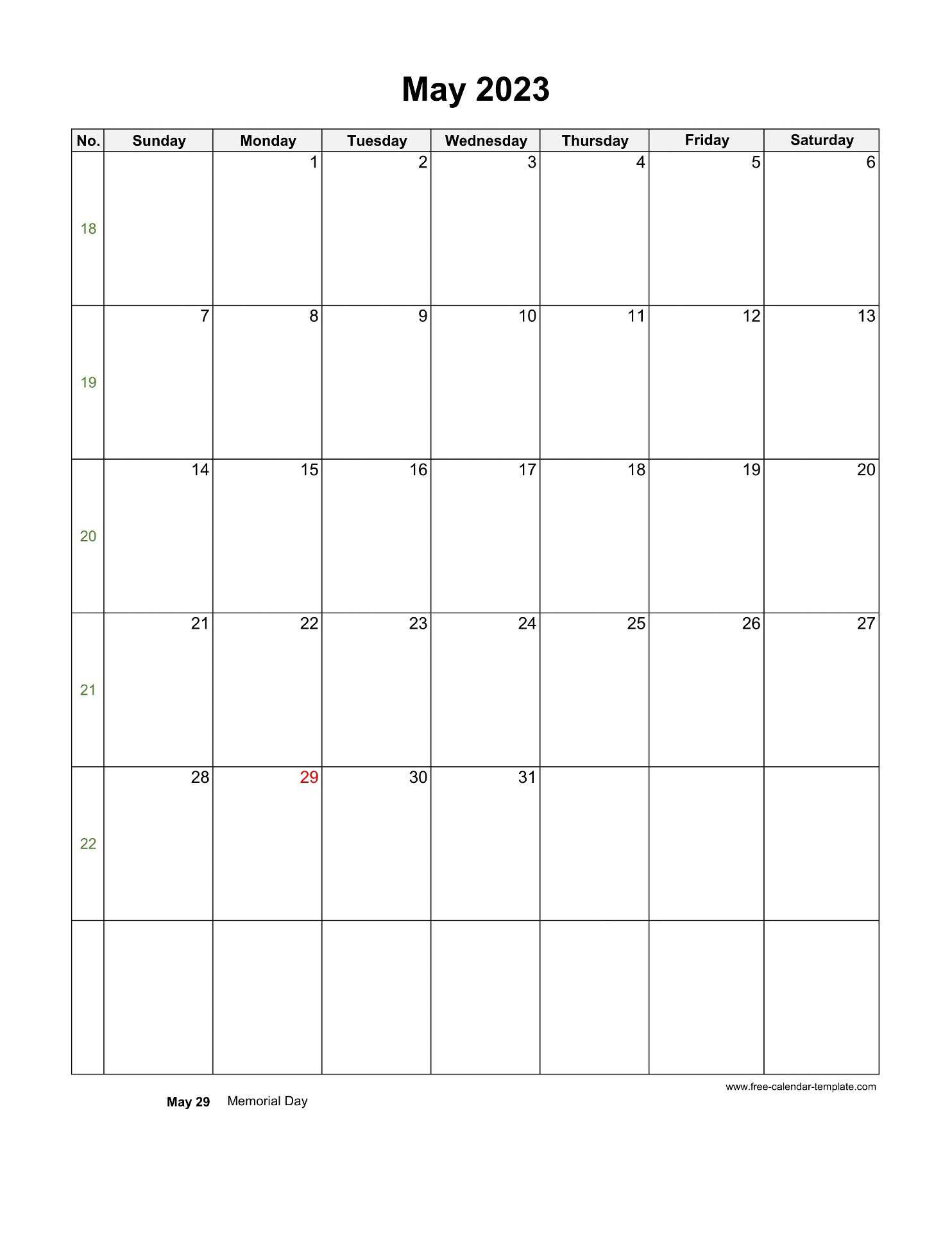 may monthly calendar template