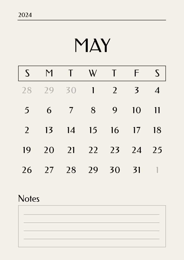 may monthly calendar template