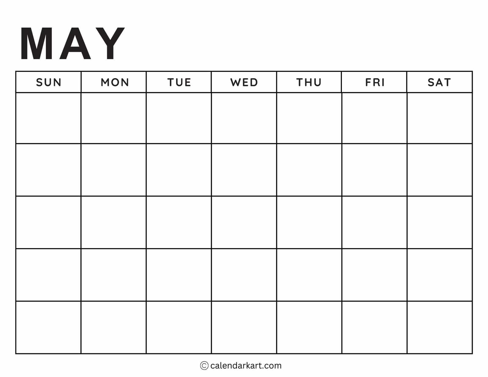 may monthly calendar template