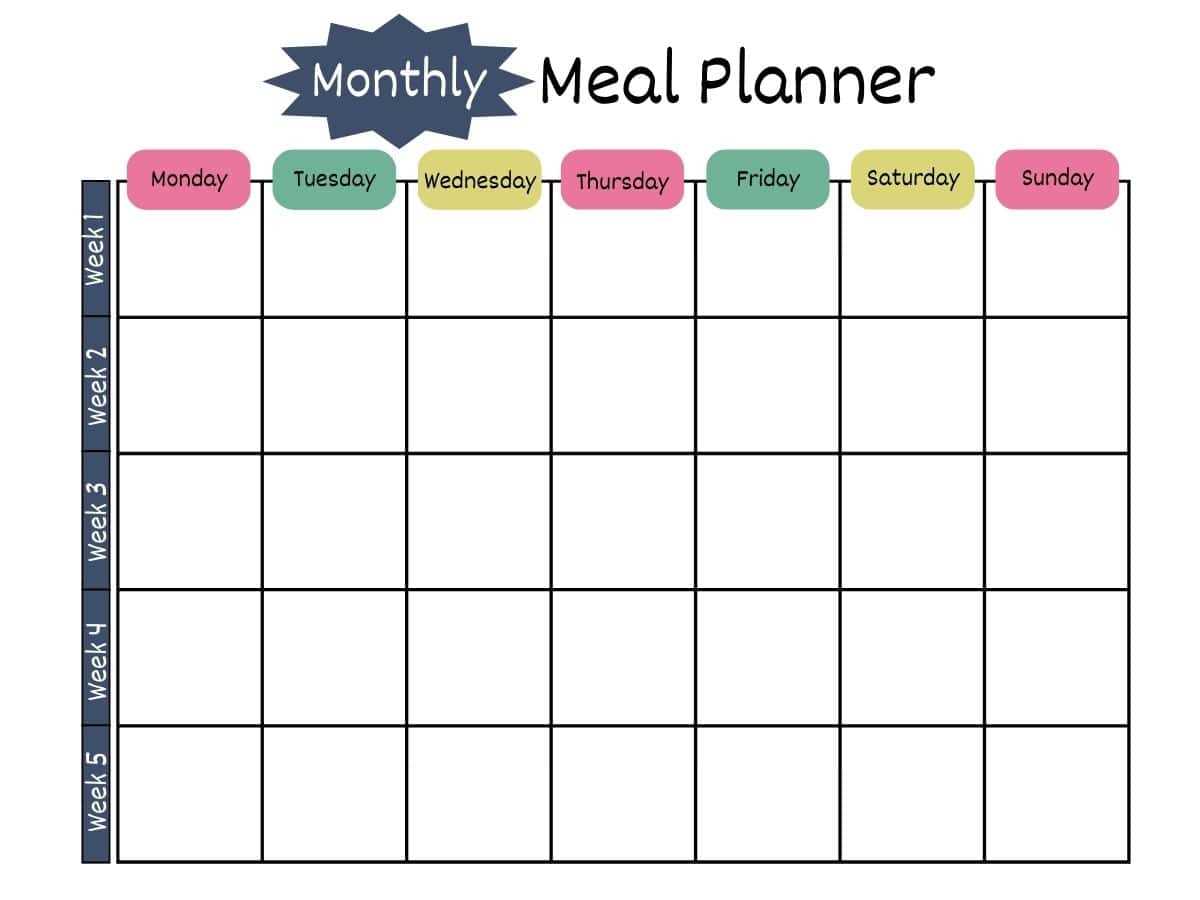 meal calendar template free