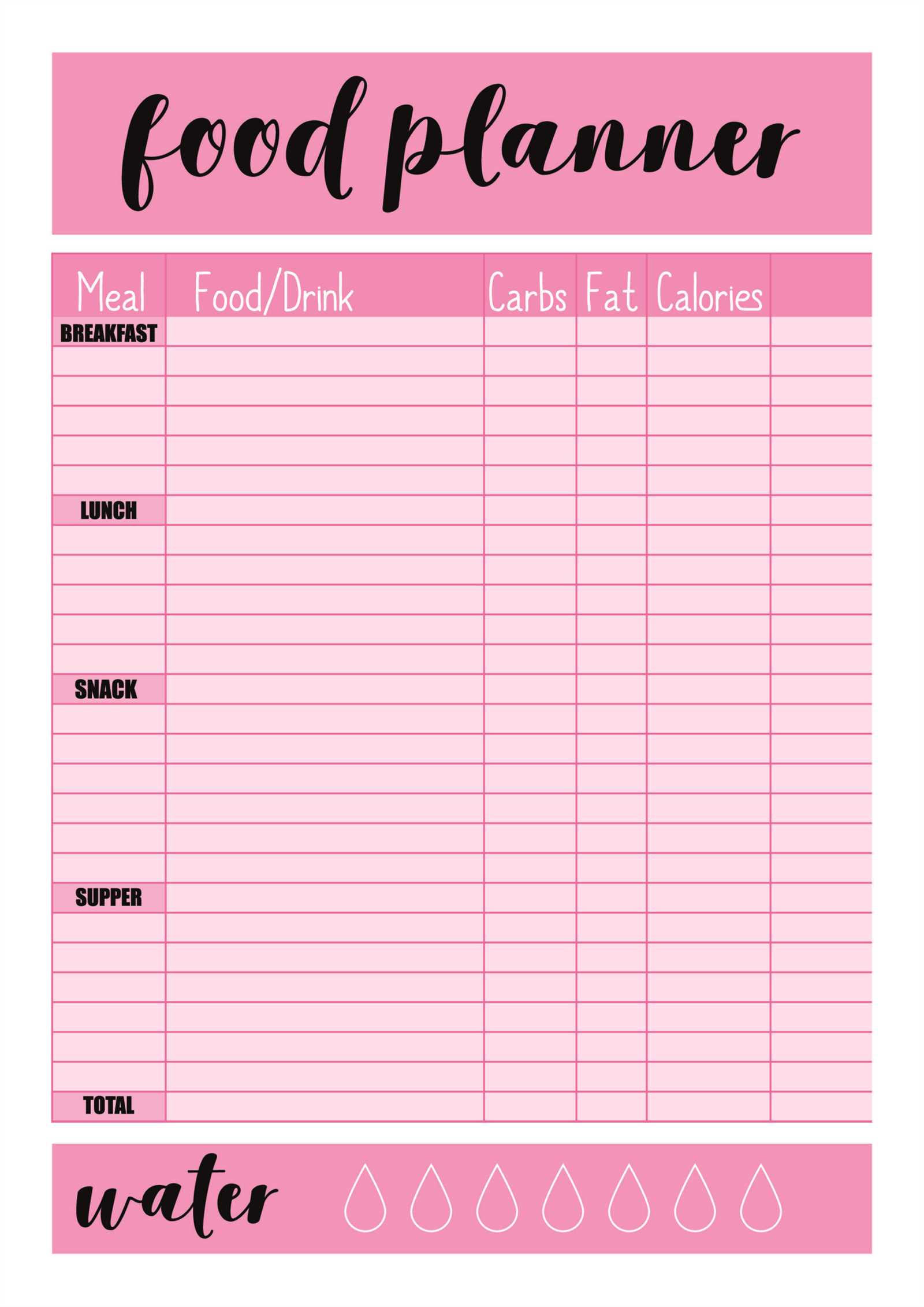 meal plan calendar template free