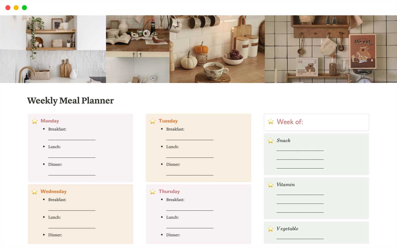 meal planning calendar template free