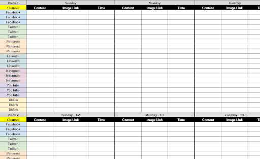 media content calendar template