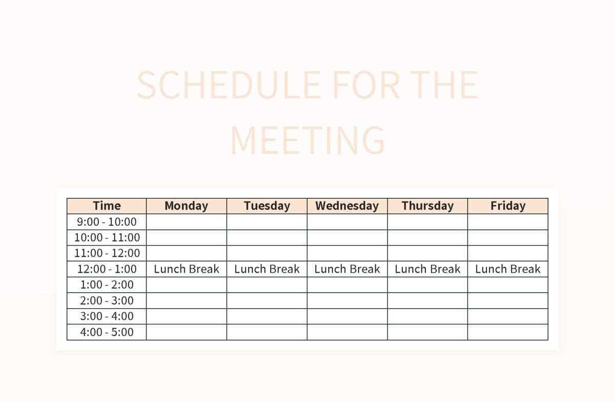 meeting schedule calendar template