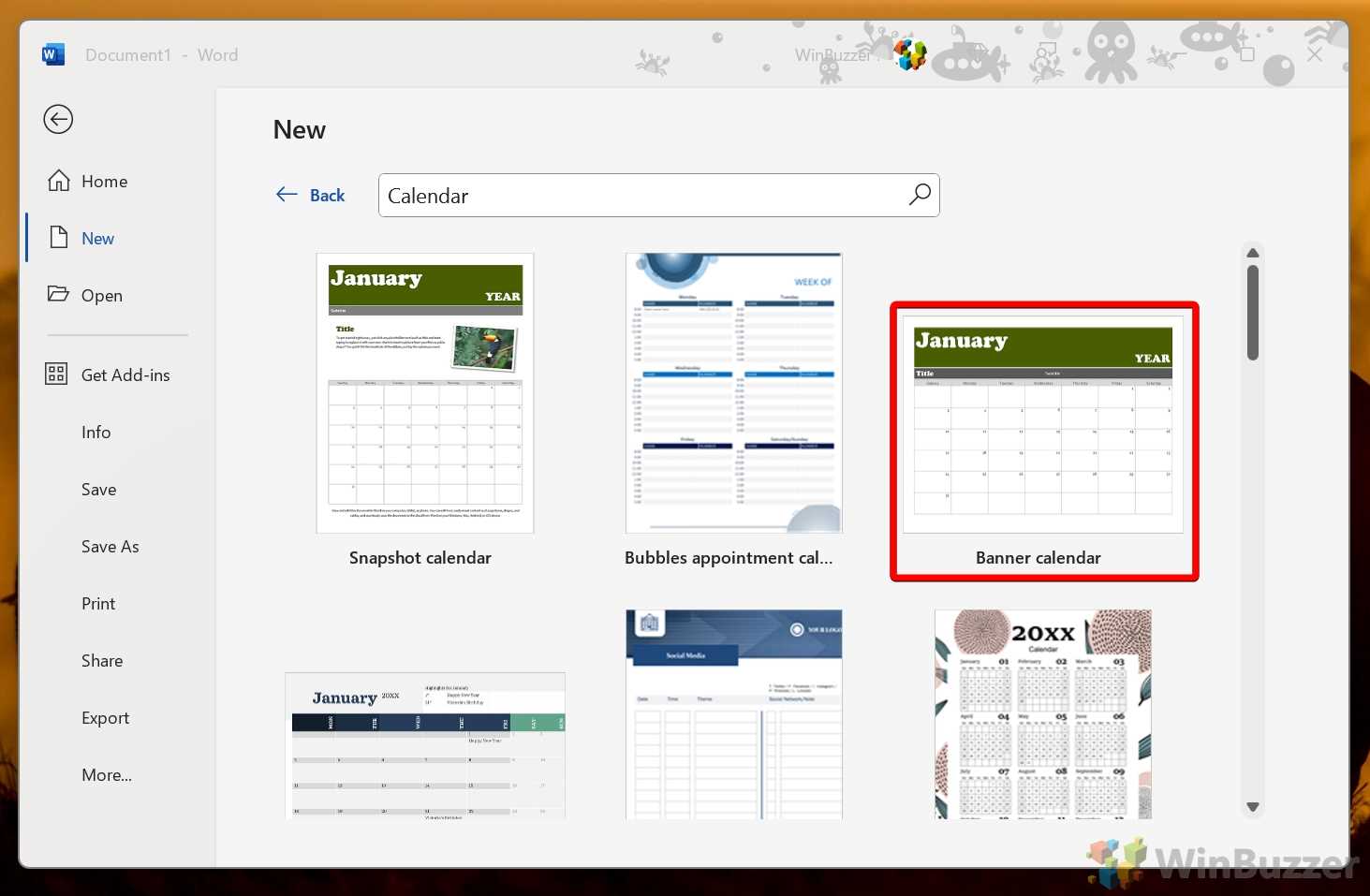 microsoft online templates calendar