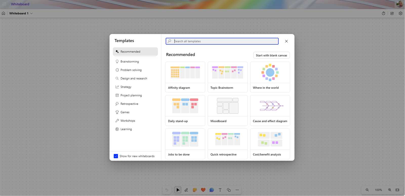 microsoft whiteboard calendar template