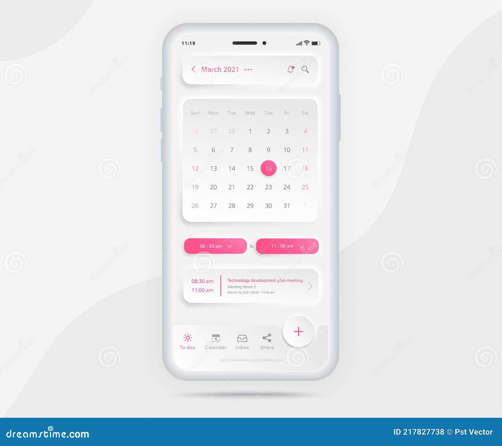 mobile calendar template