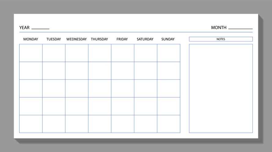 monday through sunday calendar template