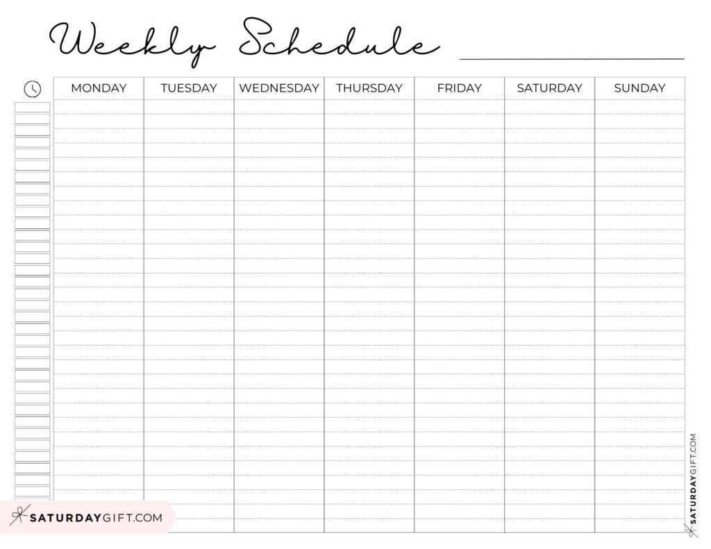 monday to friday calendar template