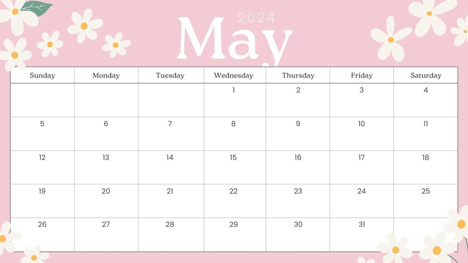 month of may calendar template