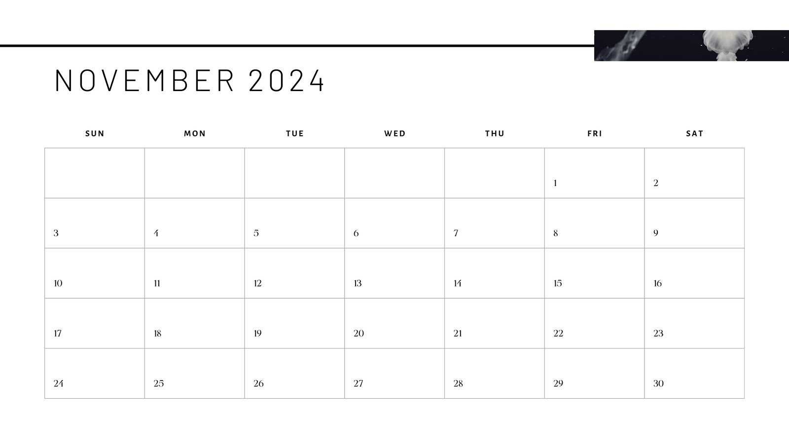 month of november calendar template