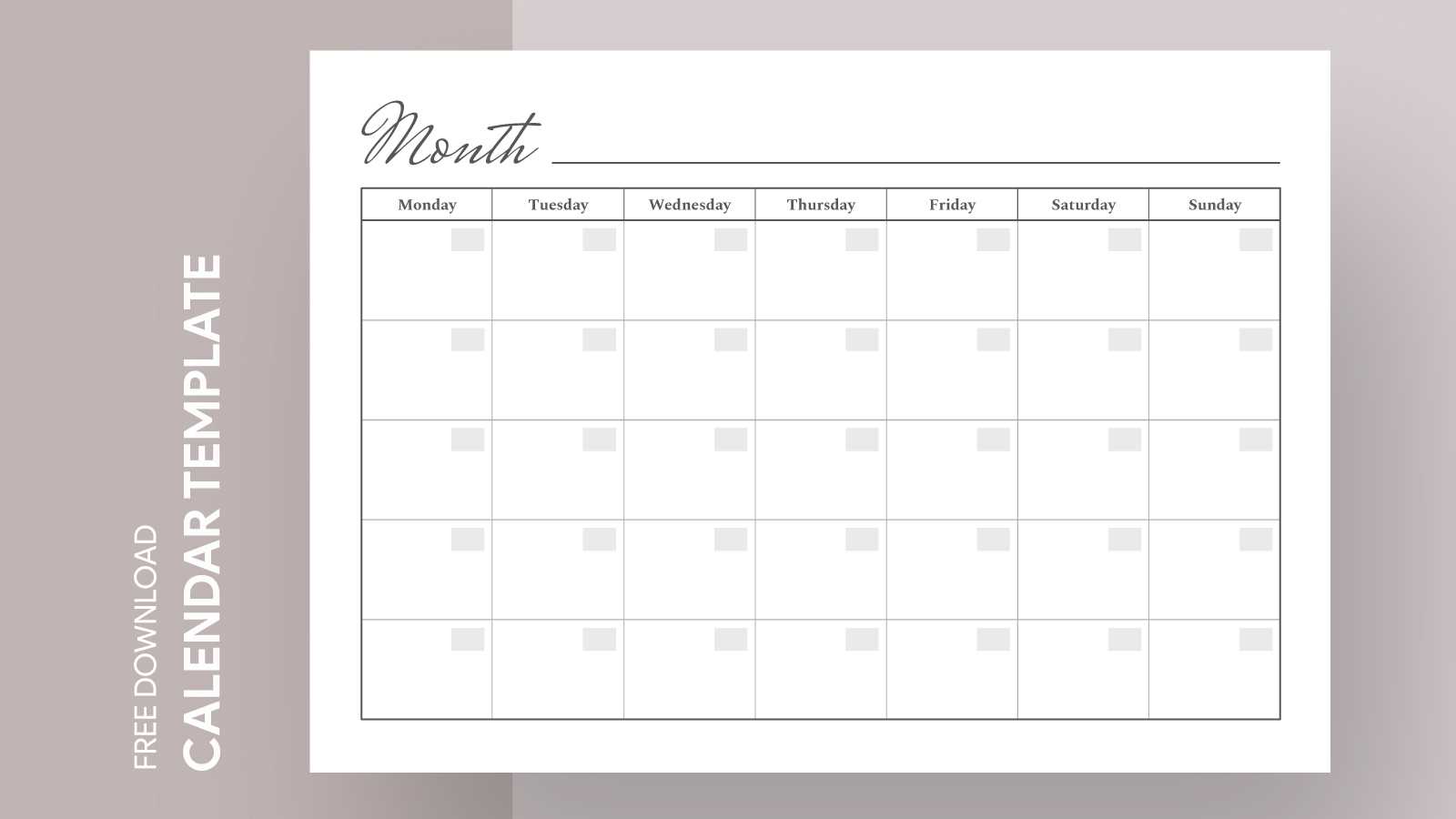 monthly calendar free template