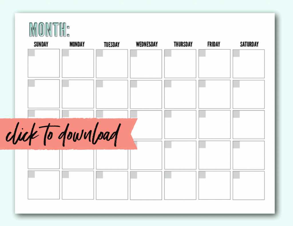 monthly calendar free template