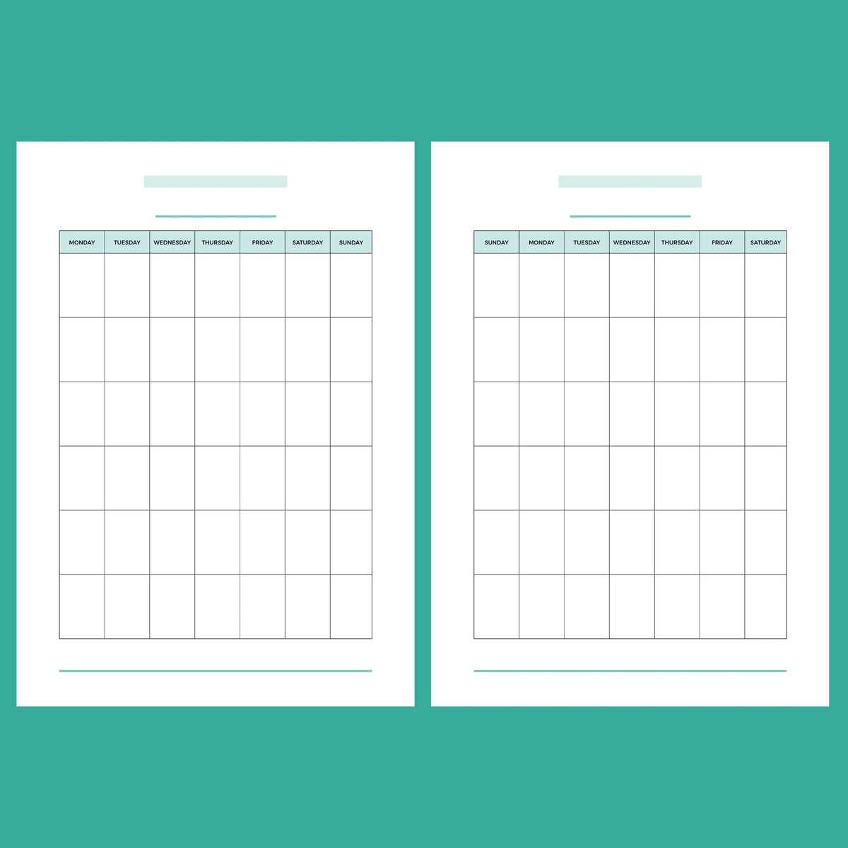 monthly calendar planner template