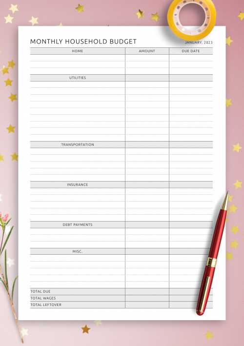 monthly calendar planner template