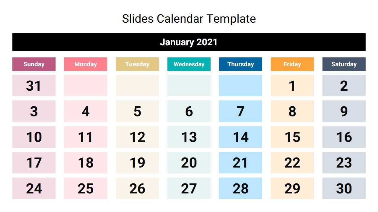 monthly calendar ppt template free