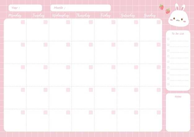 monthly calendar template cute