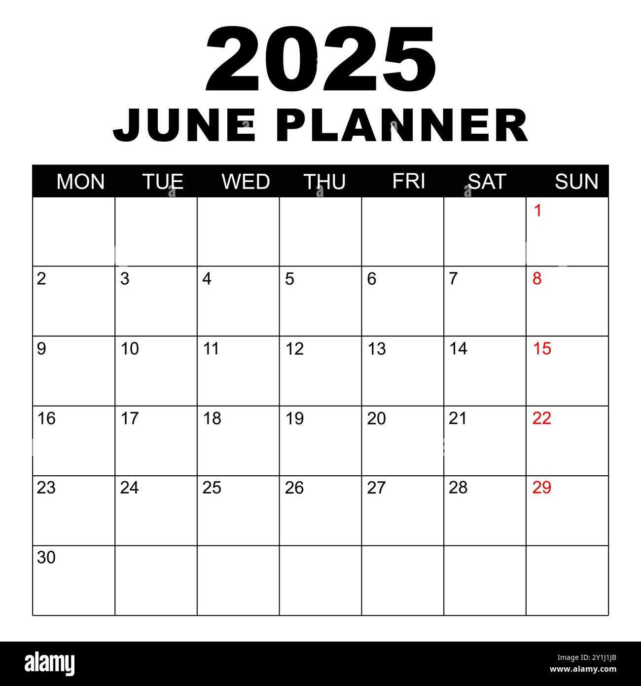 monthly calendar template june 2025