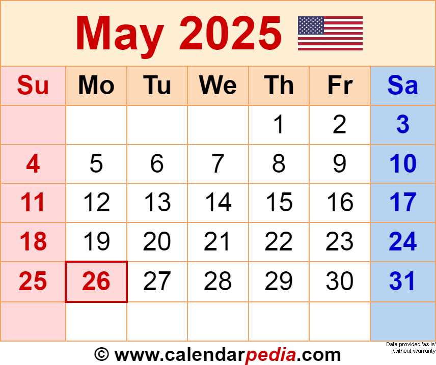 monthly calendar template may 2025