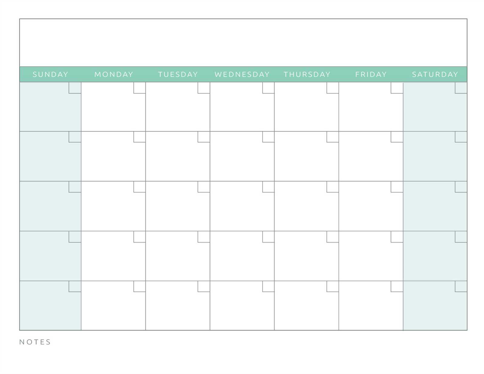 monthly calendar template printable free