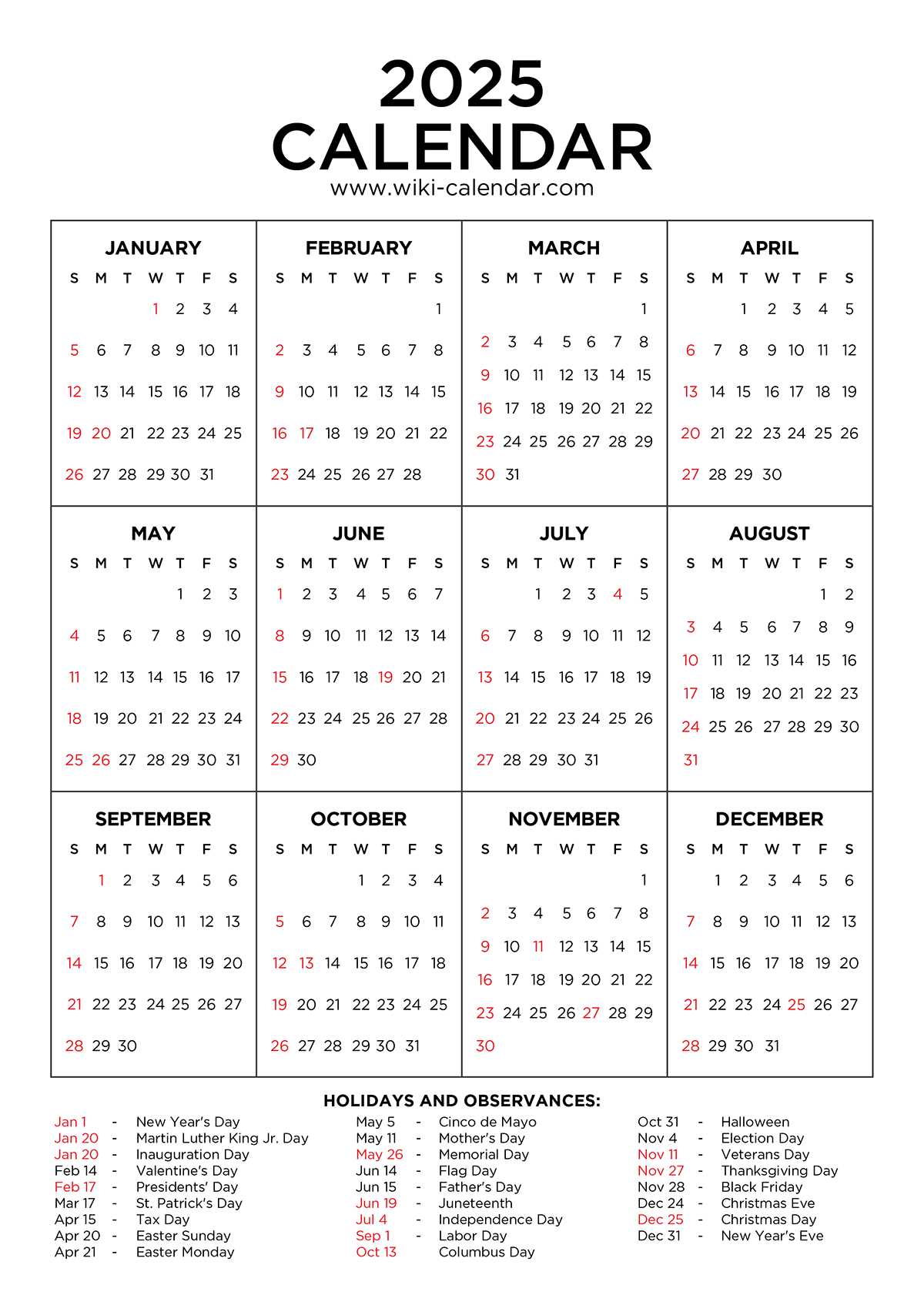 monthly calendar template with holidays