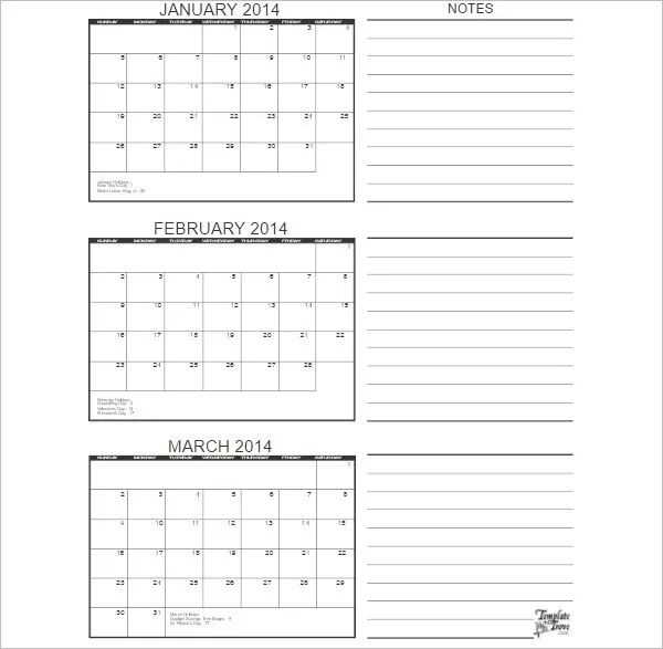 monthly calendar templates