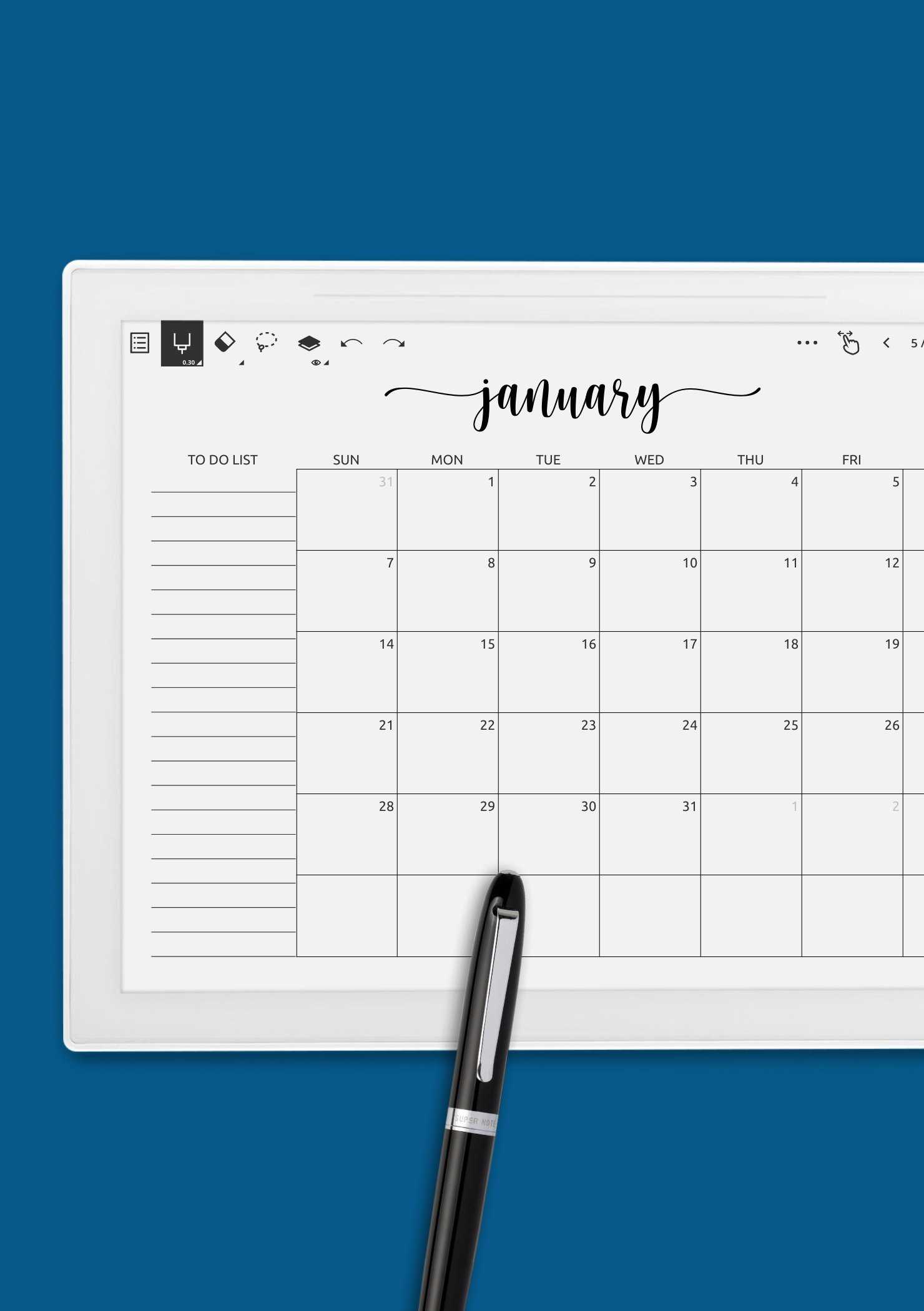 monthly calendar to do list template