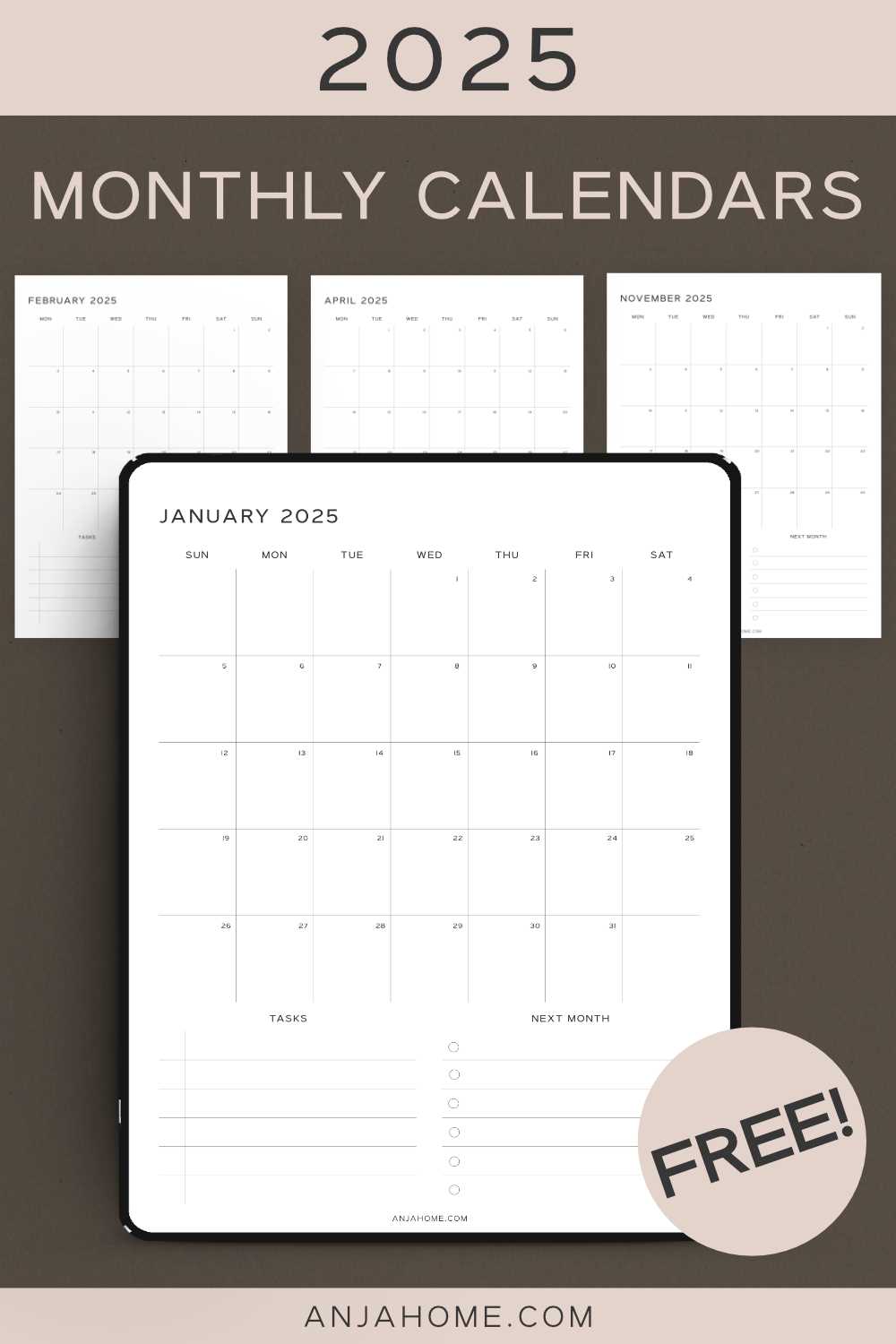 monthly calender template