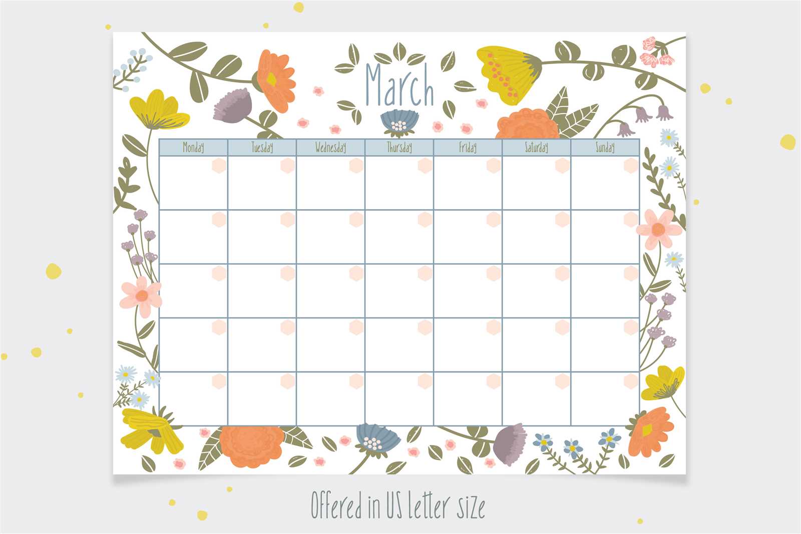 monthly calender template